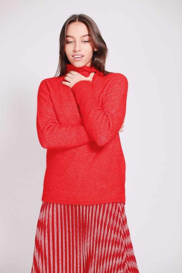 Brook Knit New T-neck - Poinciana - Second Female - Gensere - VILLOID.no