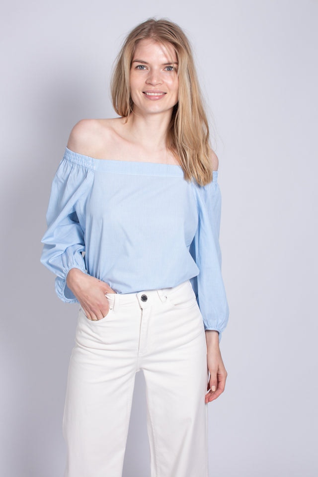 Veras No Shoulder Blouse - Little Boy Blue - Second Female - Bluser & Skjorter - VILLOID.no