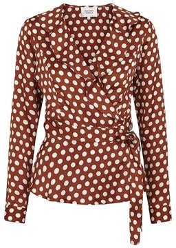 Spotty Wrap Blouse - Rustic Brown - Second Female - Bluser & Skjorter - VILLOID.no