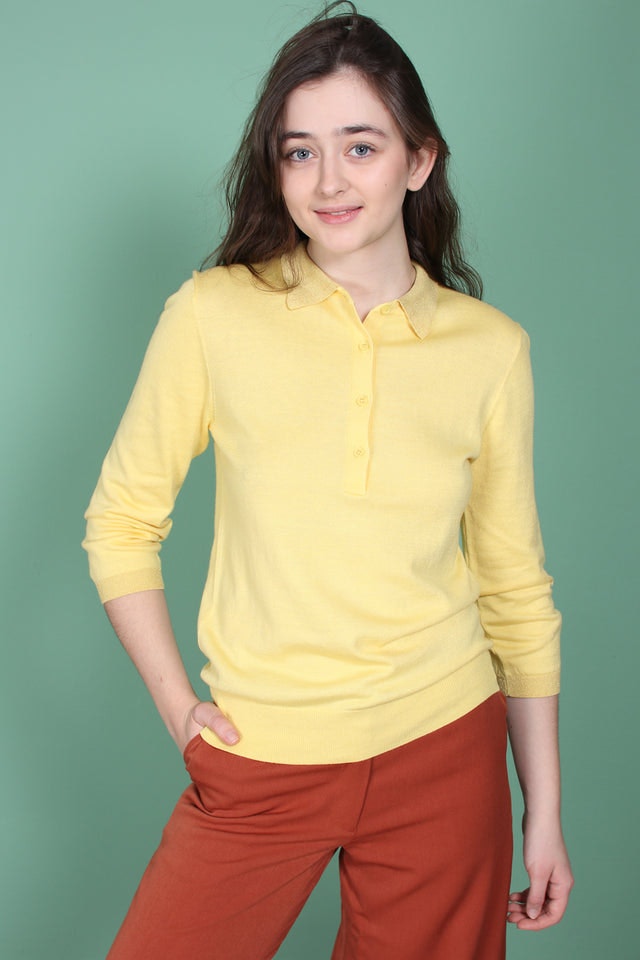 Ursula Knit Polo - Sunshine - Second Female - Gensere - VILLOID.no