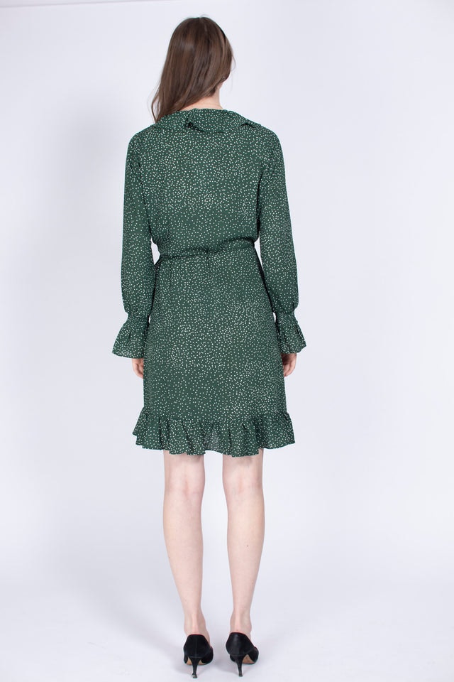Image Wrap Dress - Green Dot - Just Female - Kjoler - VILLOID.no