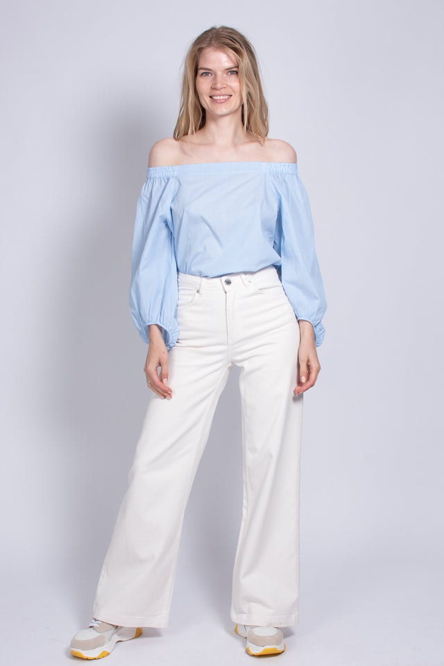 Veras No Shoulder Blouse - Little Boy Blue - Second Female - Bluser & Skjorter - VILLOID.no