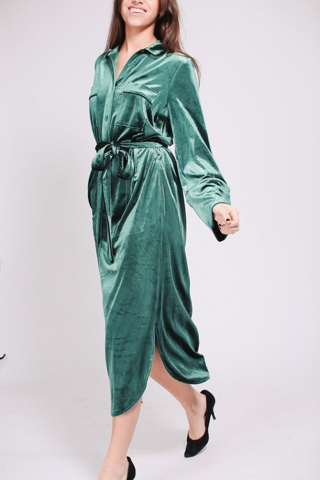 Astri velvetdress - Green - Line of Oslo - Kjoler - VILLOID.no