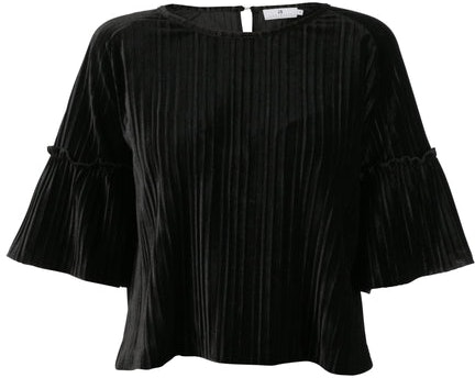 Sort Arniesays: Halcyon Velvet Pleat Topp - ArnieSays - Bluser & Skjorter - VILLOID.no
