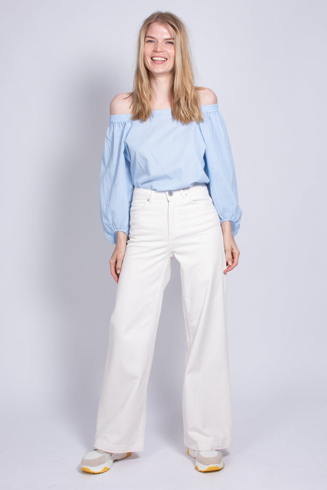 Veras No Shoulder Blouse - Little Boy Blue - Second Female - Bluser & Skjorter - VILLOID.no