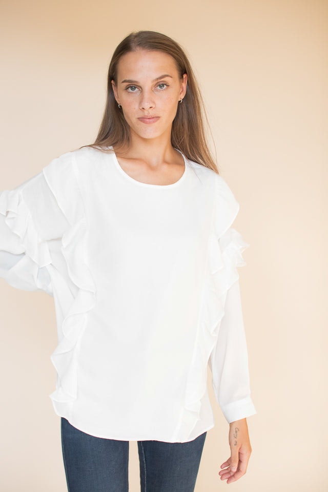 Vanessa short solidblouse - White - Line of Oslo - Bluser & Skjorter - VILLOID.no