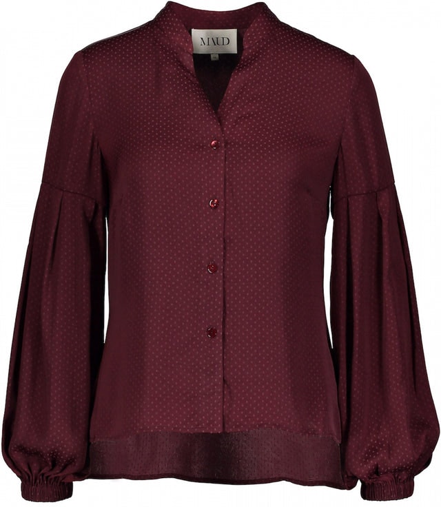 Gathered Cuff Blouse - Vineyard wine - MAUD - Bluser & Skjorter - VILLOID.no