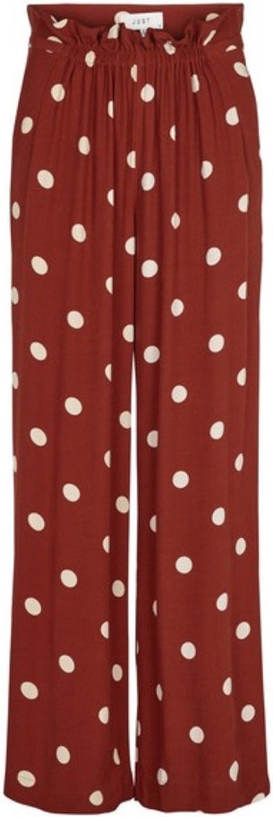 Caia Trousers - Barn red polka dot a - Just Female - Bukser & Shorts - VILLOID.no