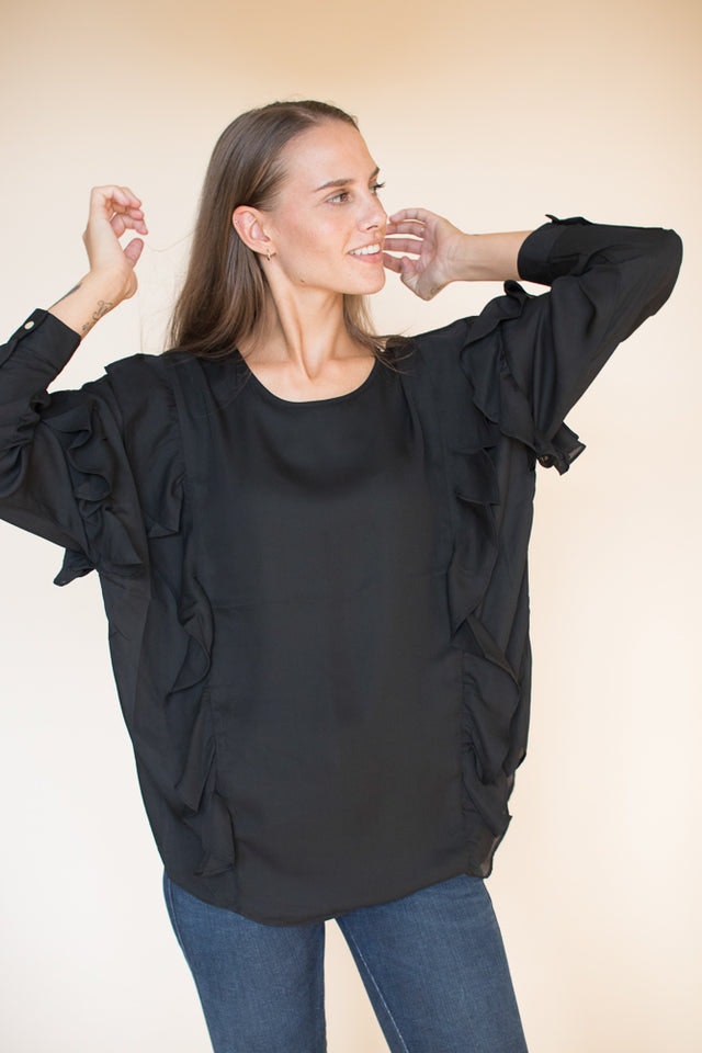 Vanessa short solidblouse - Black - Line of Oslo - Bluser & Skjorter - VILLOID.no