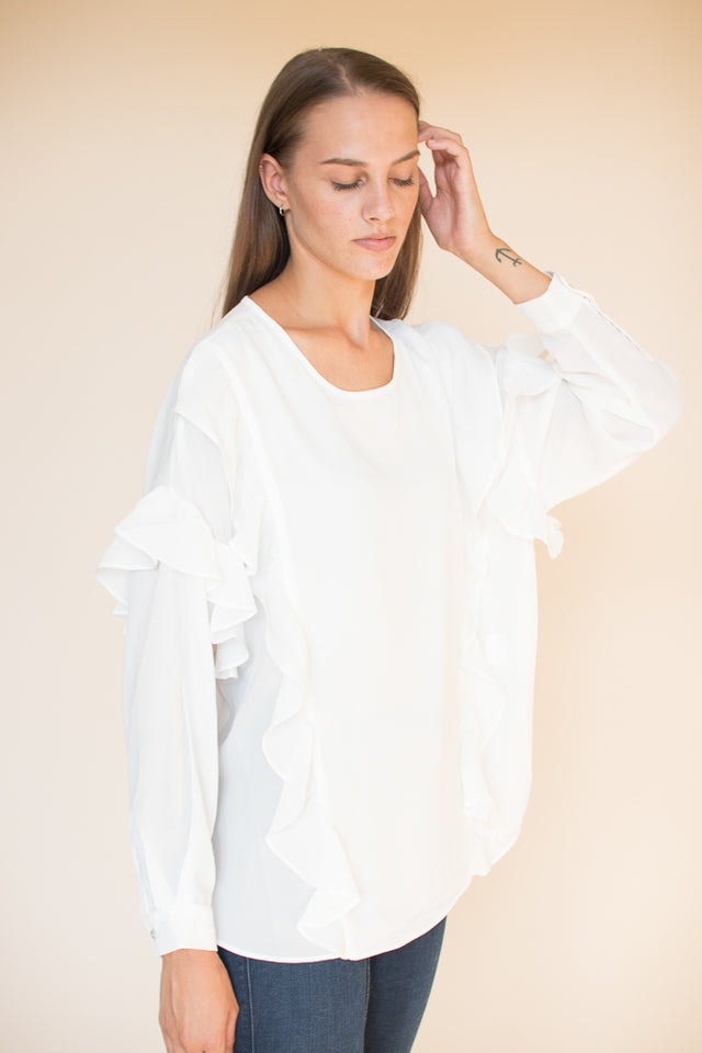 Vanessa short solidblouse - White - Line of Oslo - Bluser & Skjorter - VILLOID.no