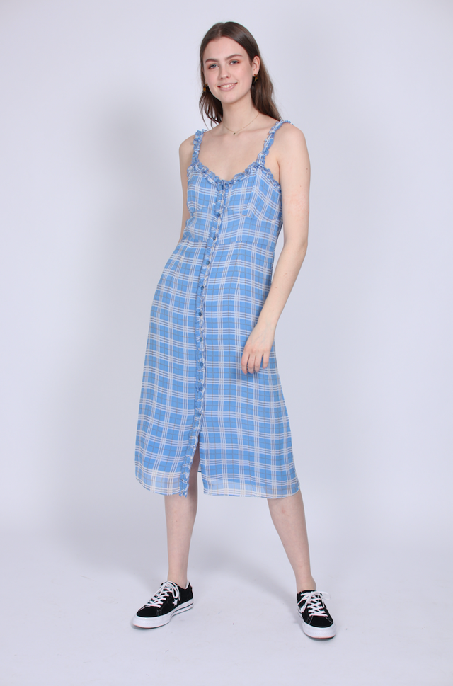 Terna Midi Strap Dress - Little Boy Blue - Second Female - Kjoler - VILLOID.no
