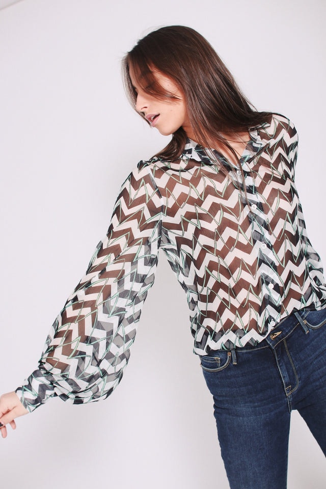 Kristin Printblouse - Stripe - Line of Oslo - Bluser & Skjorter - VILLOID.no