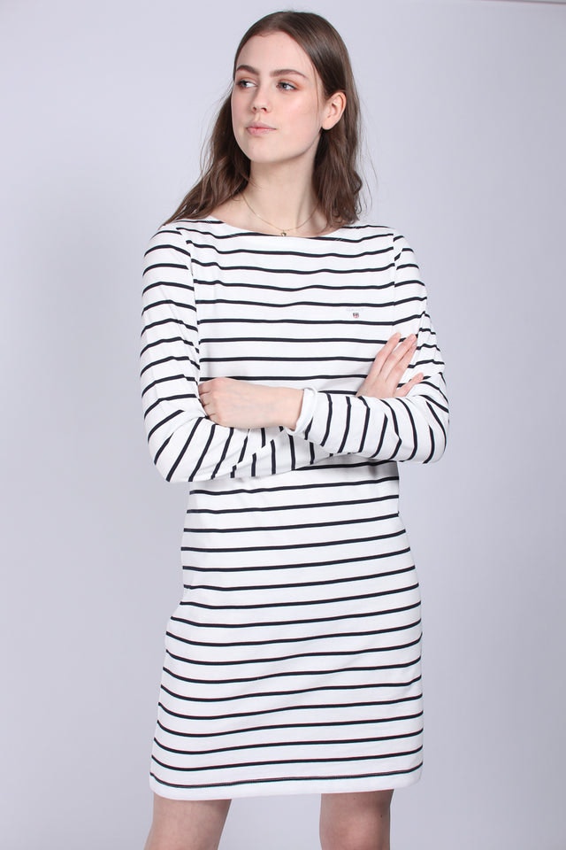 Breton Stripe Boatneck Dress - Eggshell - GANT - Kjoler - VILLOID.no