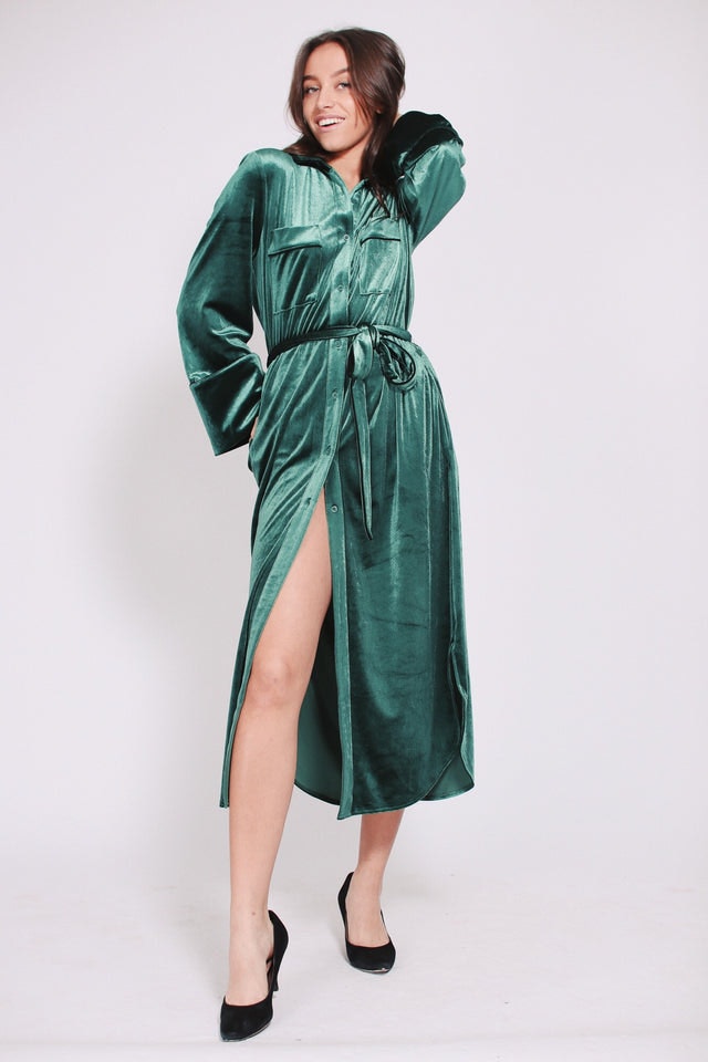 Astri velvetdress - Green - Line of Oslo - Kjoler - VILLOID.no