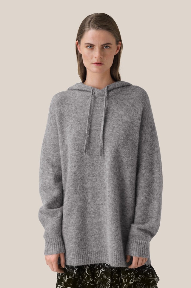 Maville Knit Hoodie - Grey Melange - Second Female - Gensere - VILLOID.no