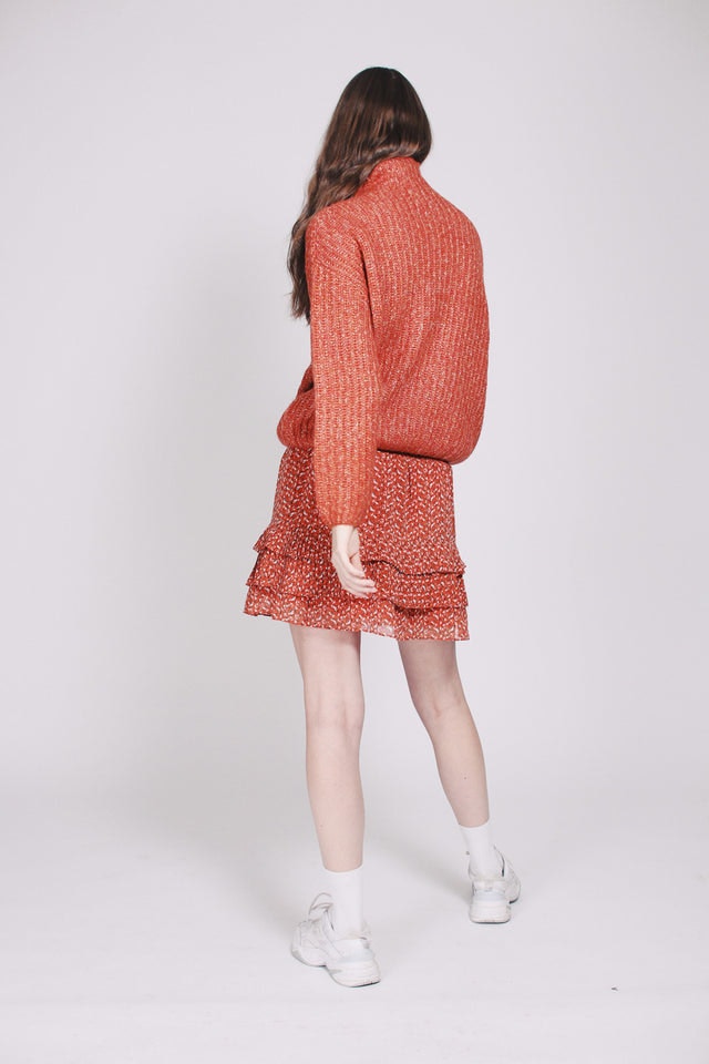 Ambra Knit T-neck - Carnelian - Second Female - Gensere - VILLOID.no