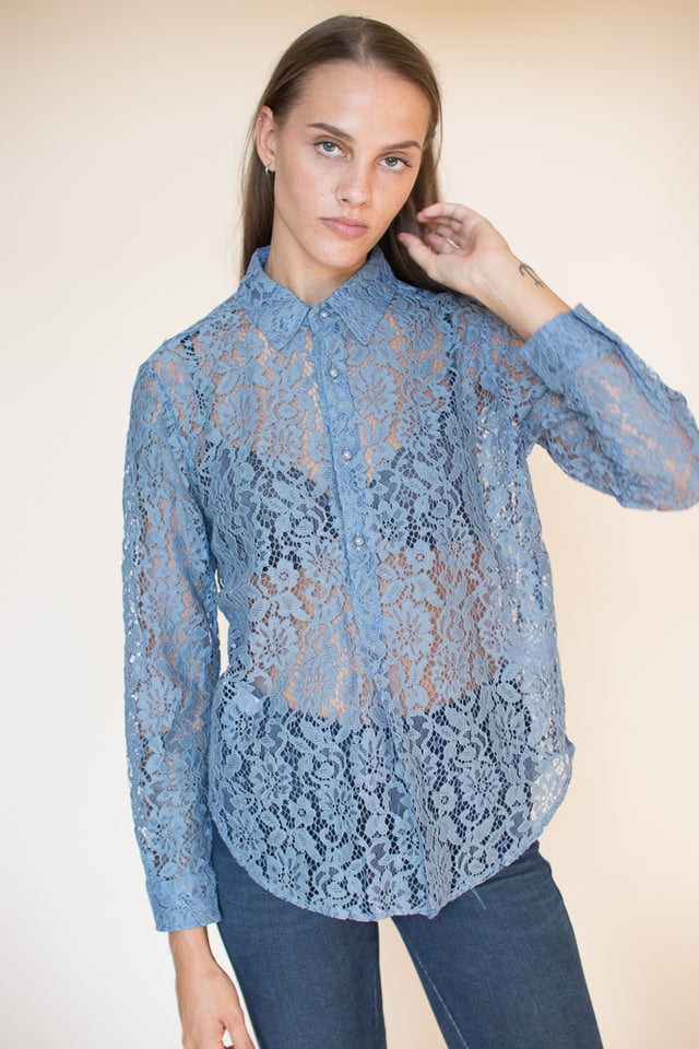 Mona Laceshirt - Light Blue - Line of Oslo - Bluser & Skjorter - VILLOID.no