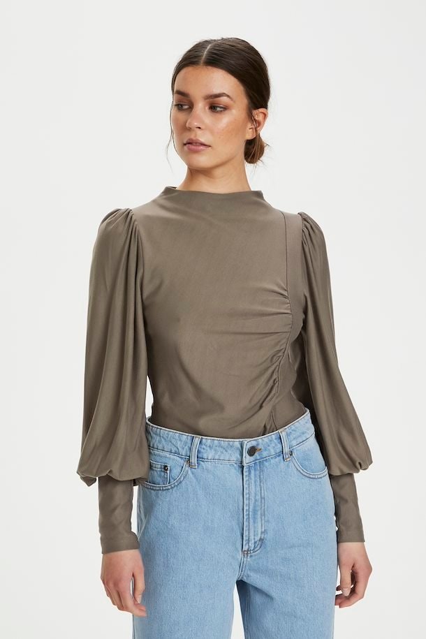 RifaGZ Puff Blouse - Earth - Gestuz - Bluser & Skjorter - VILLOID.no
