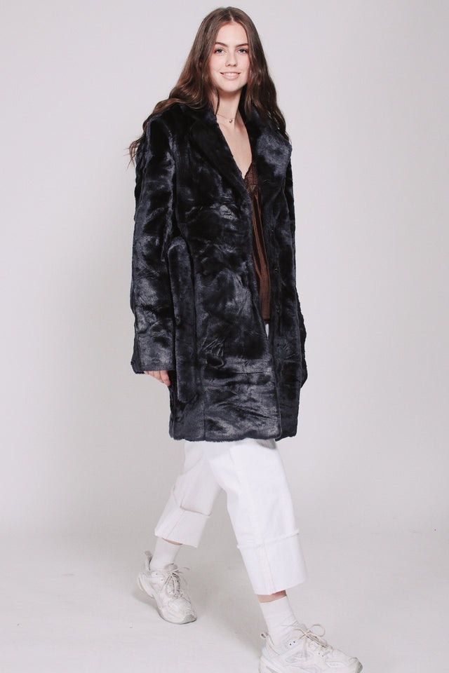 Barbara Faux Furcoat - Blue - Line of Oslo - Jakker - VILLOID.no