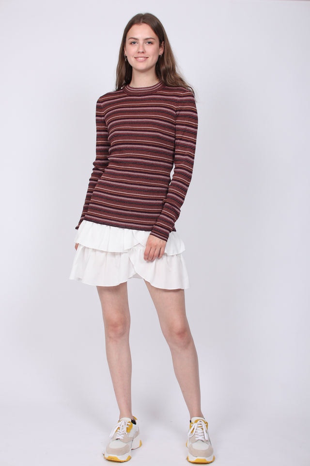 Solaima Knit O-Neck - Port Royale - Second Female - Gensere - VILLOID.no