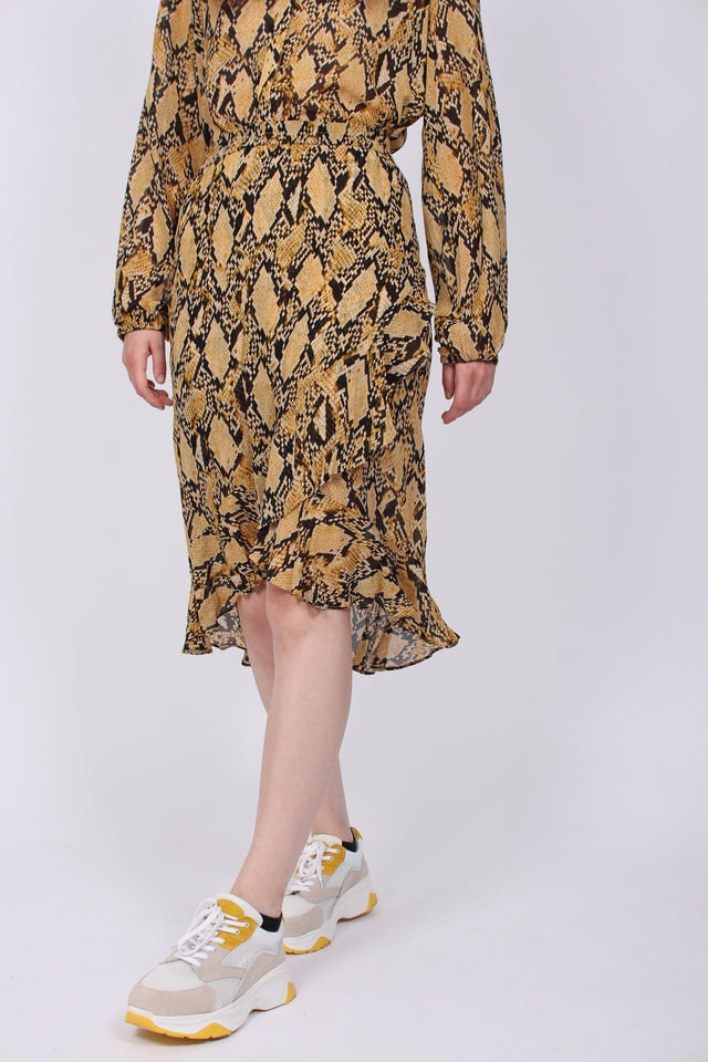 Snake Midi Skirt - Chai Tea - Second Female - Skjørt - VILLOID.no