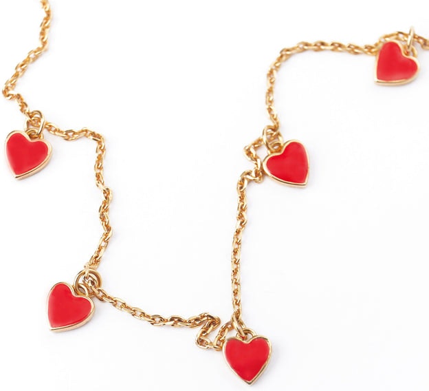 Enamel Heart Multi Drop NL RED - Gold