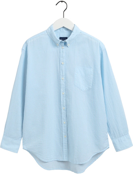 D1. Relaxed Gingham Shirt - Waterfall Blue