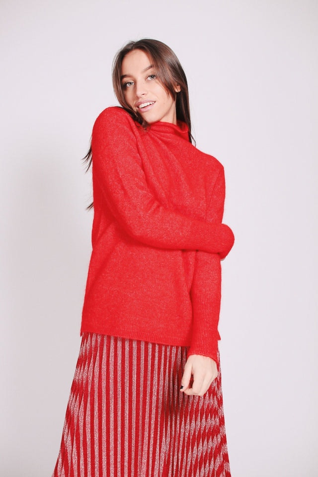 Brook Knit New T-neck - Poinciana - Second Female - Gensere - VILLOID.no