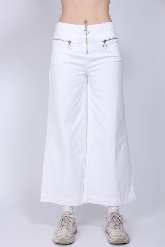 Contrast Stitch Pants - White - MAUD - Bukser & Shorts - VILLOID.no