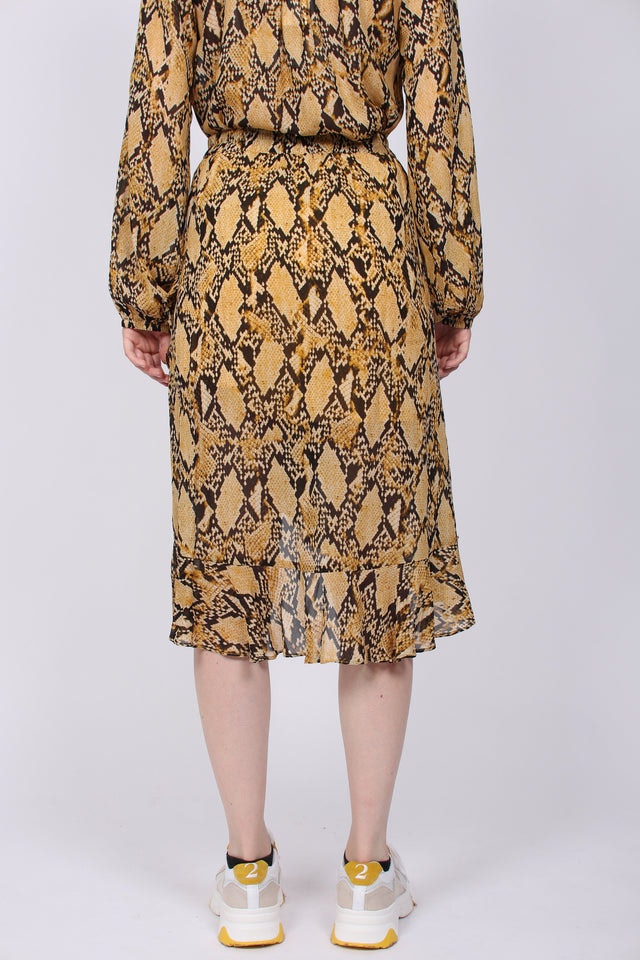 Snake Midi Skirt - Chai Tea - Second Female - Skjørt - VILLOID.no