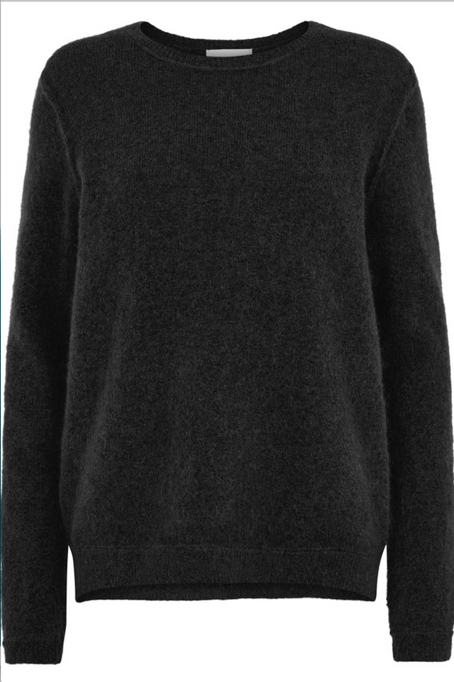 Brook Knit Raw O-neck - Dark Grey Melange - Second Female - Gensere - VILLOID.no