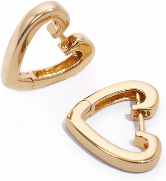 Heart Shape Huggie Hoops - Gold