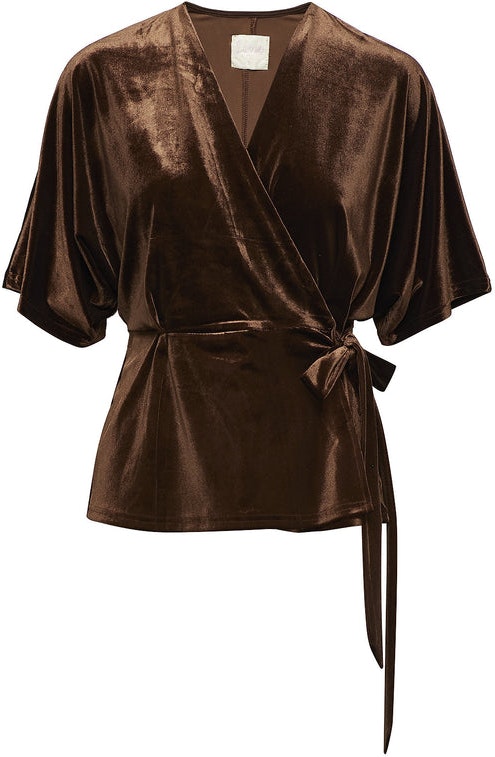 Tara Velvet Blouse - Brown - Line of Oslo - Bluser & Skjorter - VILLOID.no
