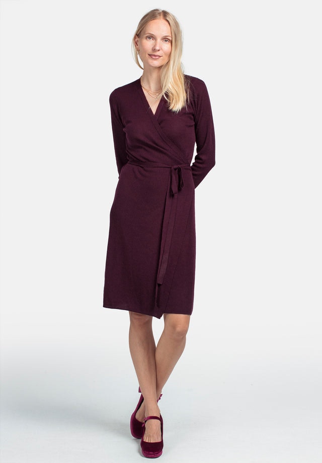 Wool Wrap Dress - Burgundy - Pierre Robert x Jenny Skavlan - Kjoler - VILLOID.no
