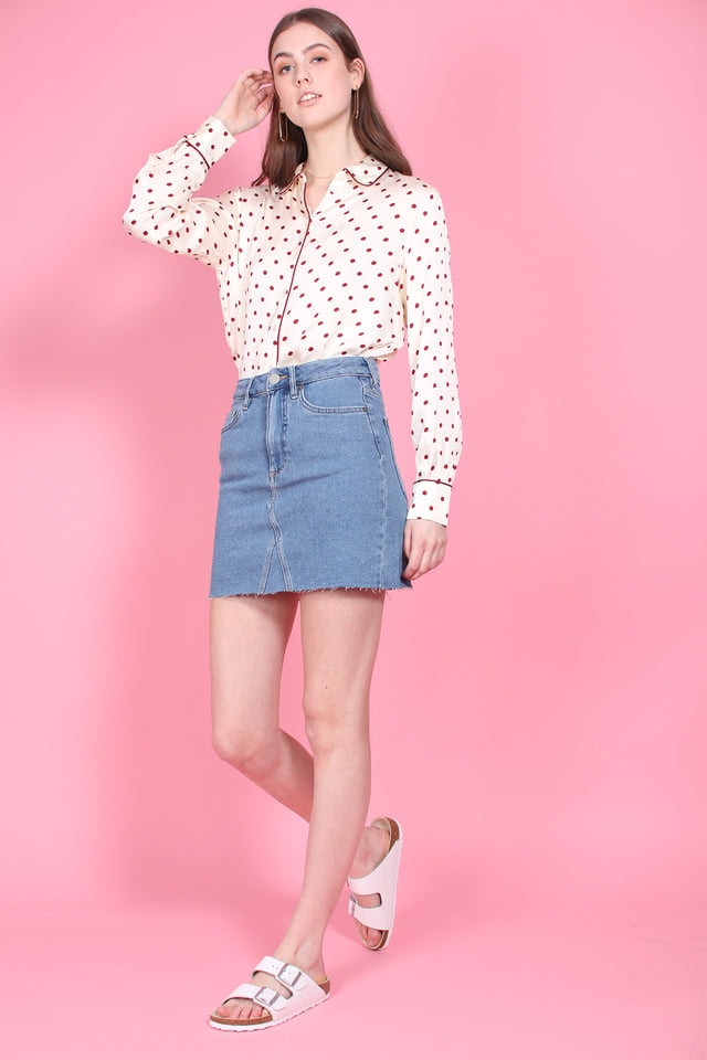 Sille MW Skirt - Blue denim - Second Female - Skjørt - VILLOID.no