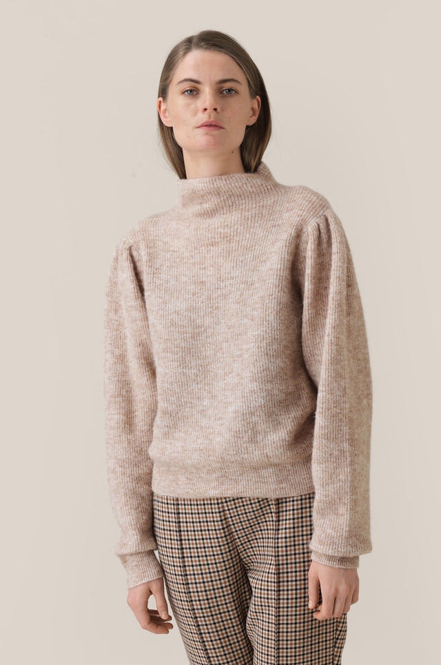 Alli Knit T-Neck - Hazelnut - Second Female - Gensere - VILLOID.no