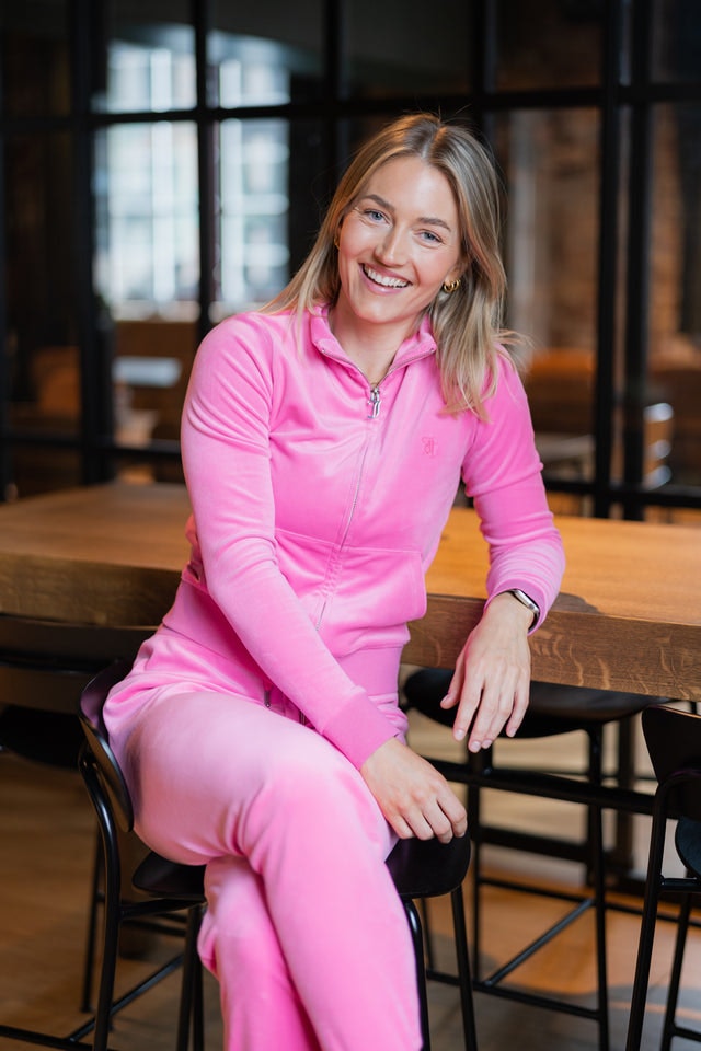 Robertson Classic Velour Zip Hoodie - Fluro Pink