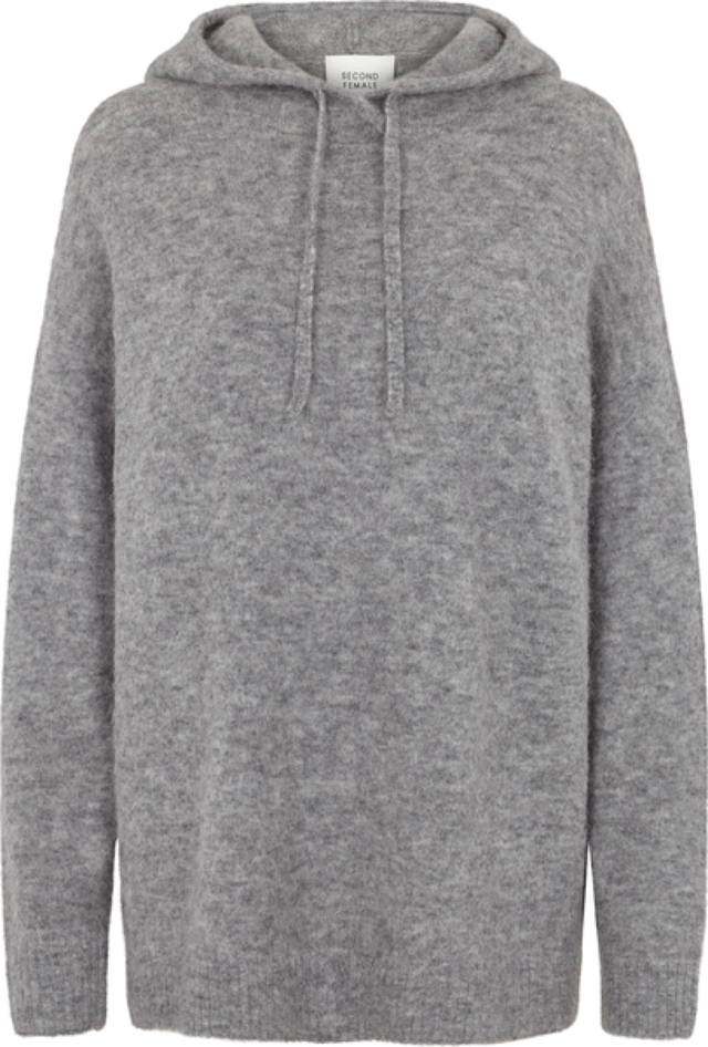 Maville Knit Hoodie - Grey Melange - Second Female - Gensere - VILLOID.no