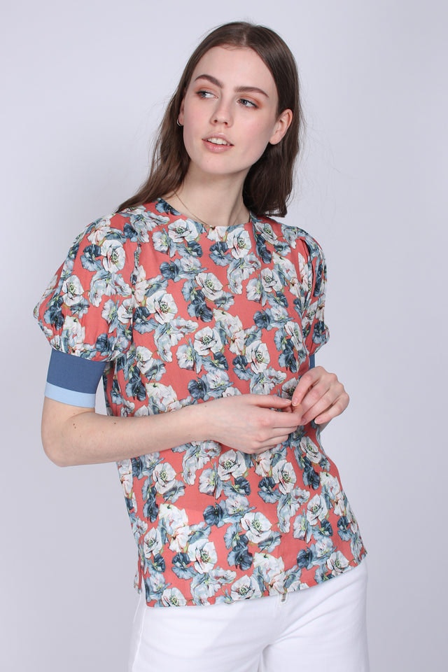 Flower Volume Shirt - Emberglow - MAUD - T-skjorter & Topper - VILLOID.no