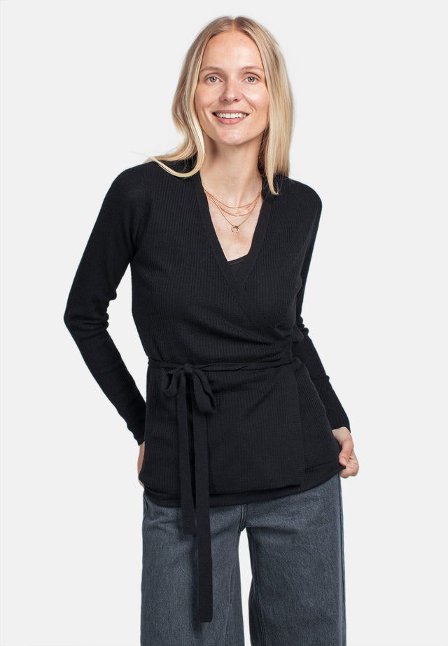 Wool Wrap Top - Black - Pierre Robert x Jenny Skavlan - Gensere - VILLOID.no