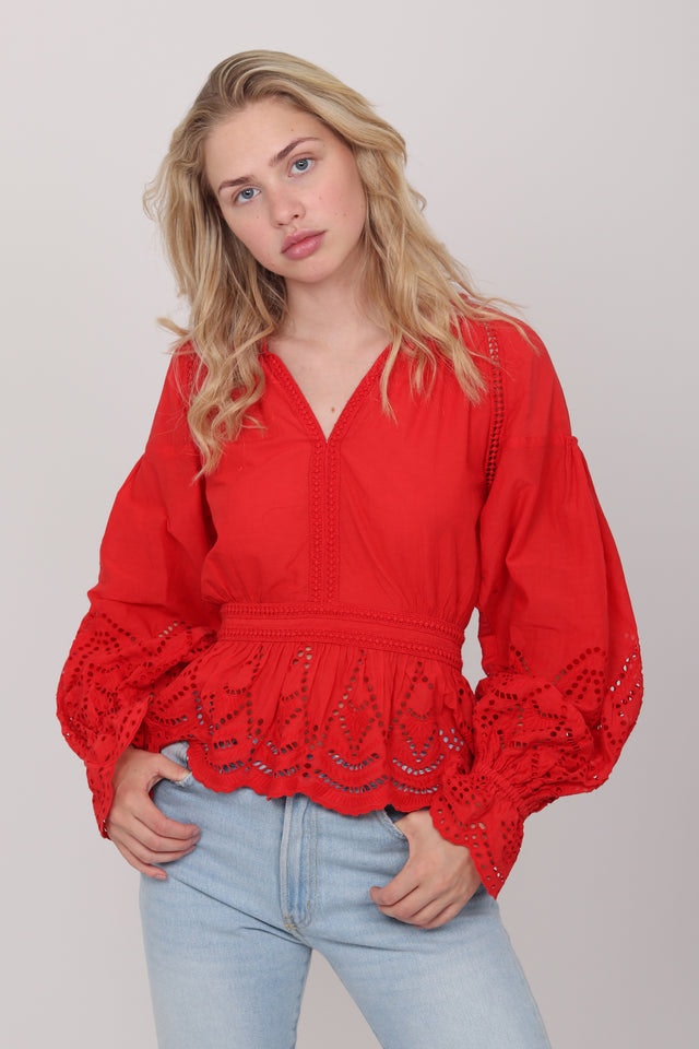 Agnes Blouse Waist - Red - Pia Tjelta - Bluser & Skjorter - VILLOID.no