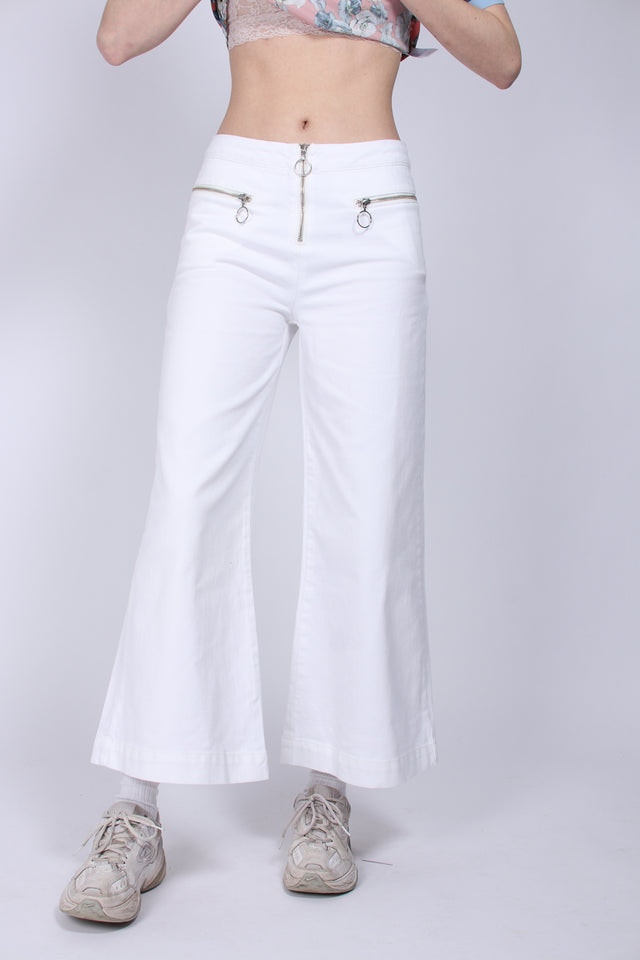 Contrast Stitch Pants - White - MAUD - Bukser & Shorts - VILLOID.no