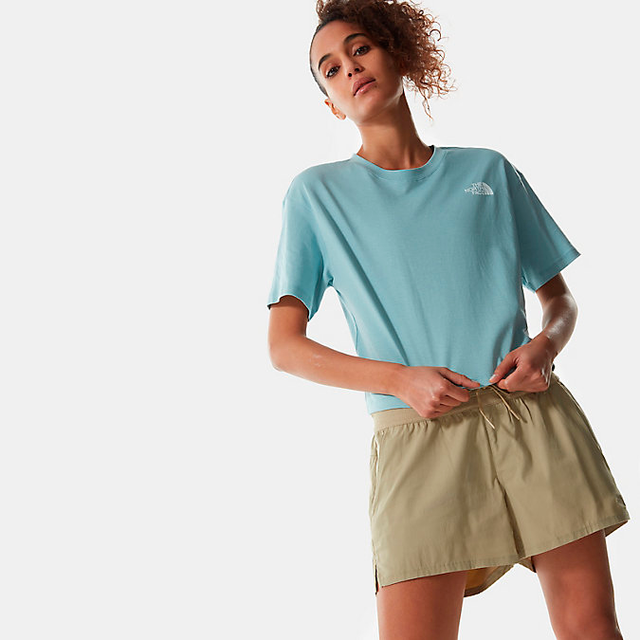 W Cropped Simple Dome Tee - Tourmaline Blue