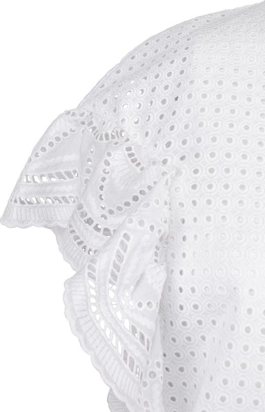 Zip Up Lace Top - White - MAUD - T-skjorter & Topper - VILLOID.no