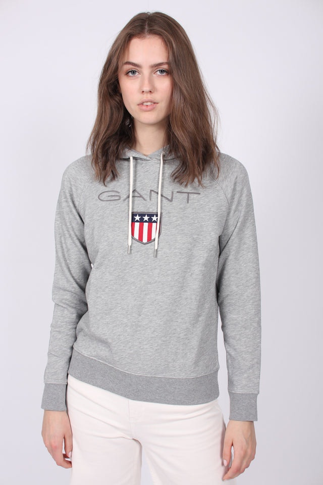 Gant Shield Sweat Hoodie - Grey Melange - GANT - Gensere - VILLOID.no