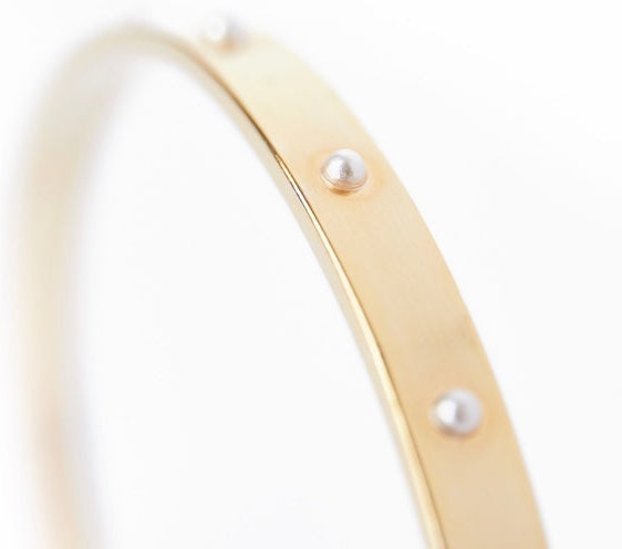 Pearl Multi Stone Bangle - Gold
