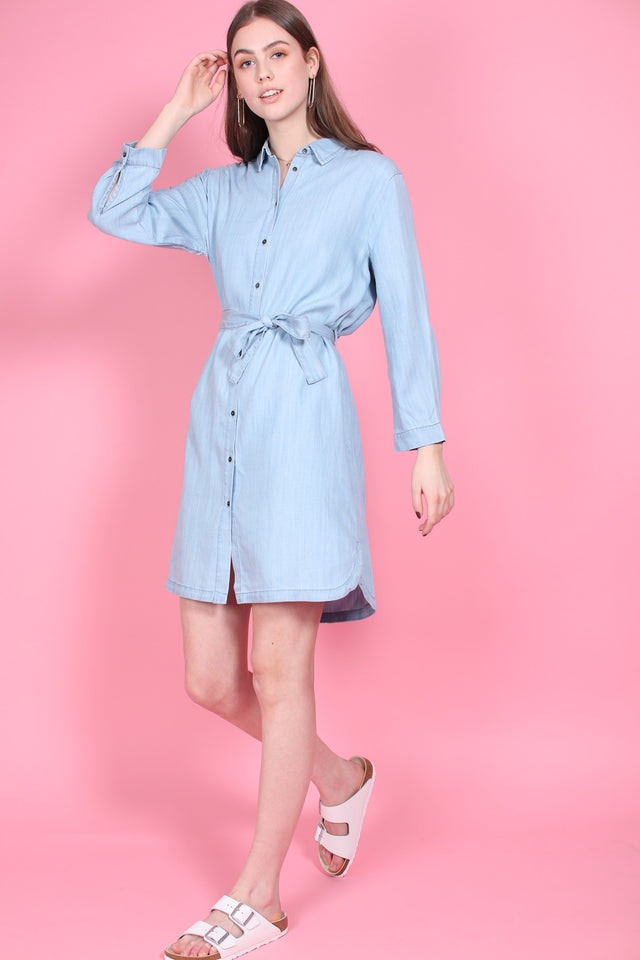 Sophia LS Shirt Dress - Light Blue Denim - Second Female - Kjoler - VILLOID.no