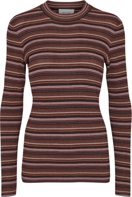 Solaima Knit O-Neck - Port Royale - Second Female - Gensere - VILLOID.no