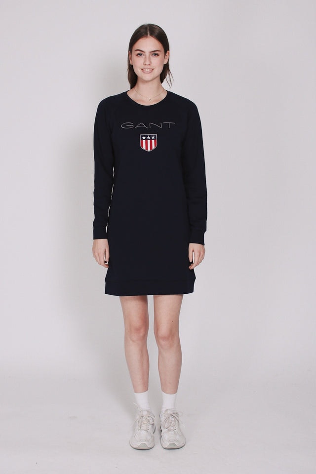 Gant Shield Logo C-neck Dress - Evening blue - GANT - Kjoler - VILLOID.no