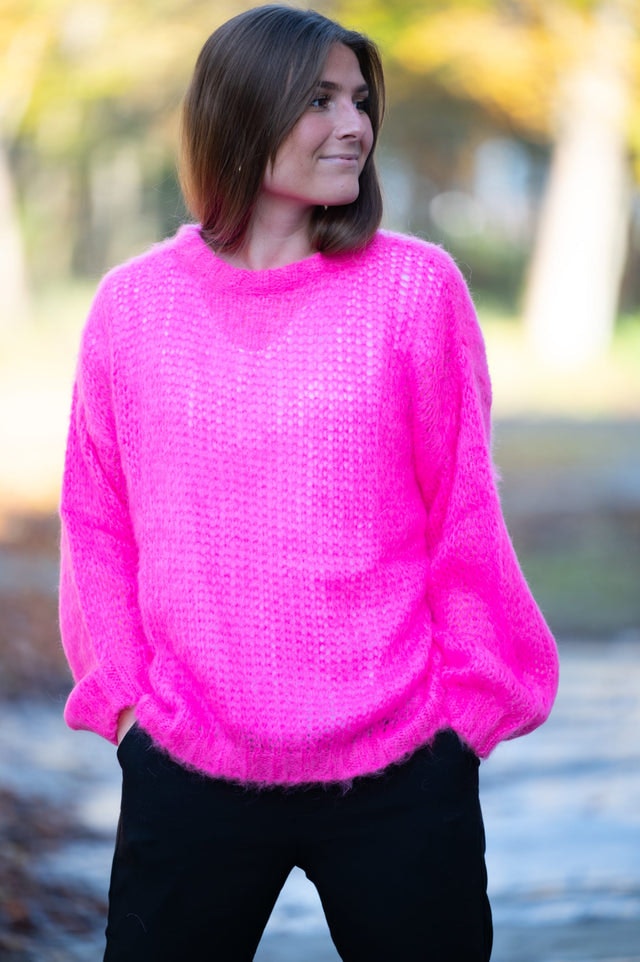 Delta Knit Sweater - Bright Pink